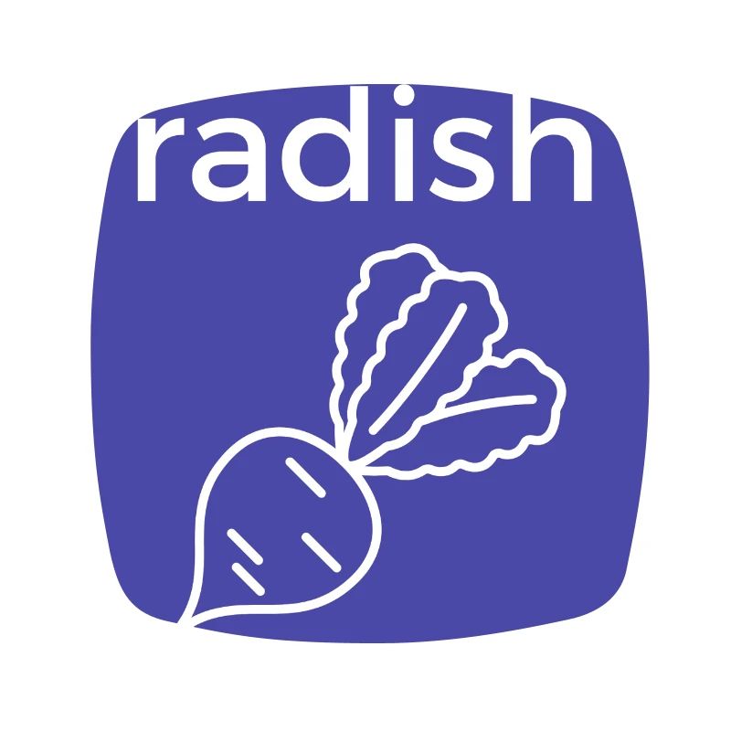 Style de ligne de radis sur bleu