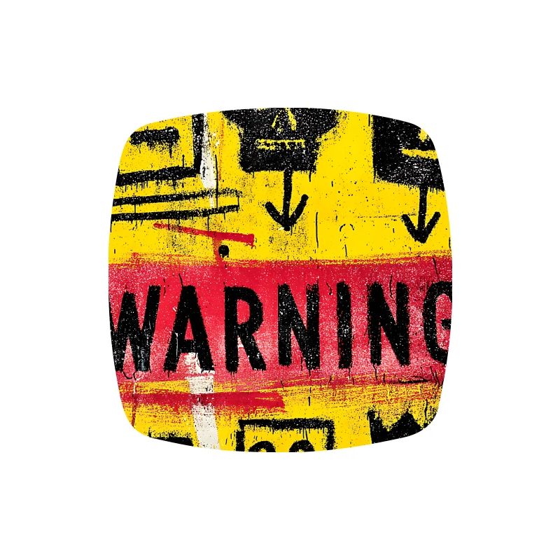 Expressionist Skull Art with Warning Message