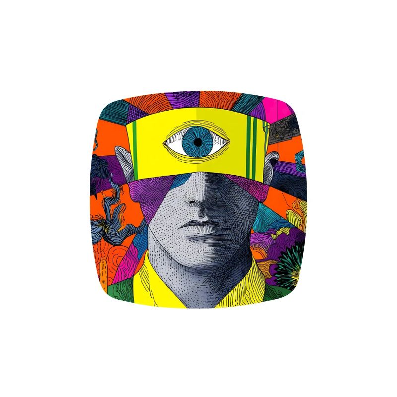 Visionary face with hypnotic eye