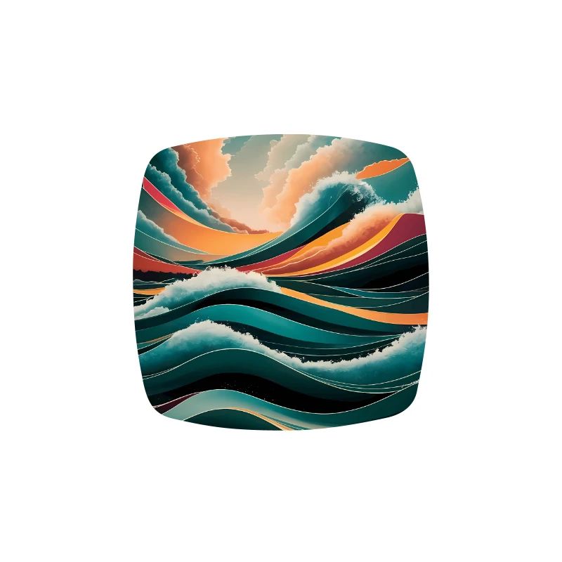 Surreal Waves & Clouds Vibrant Abstract Landscape