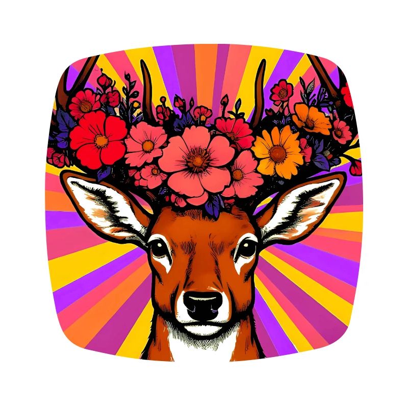 Hirsch mit Blumen