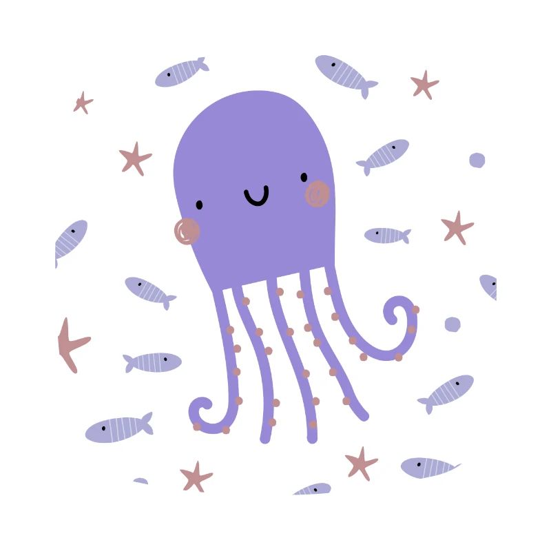 Octopus, fish and starfish | Aquarium | Boho
