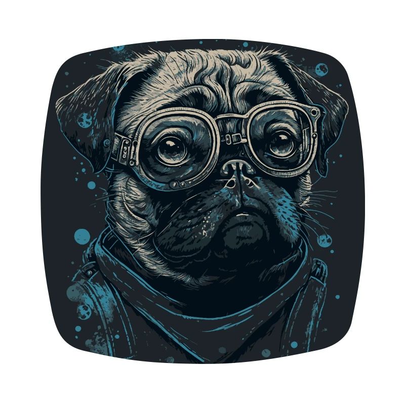 Pug dog with nerd glasses