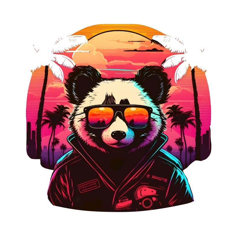 Synthwave Panda Sunset
