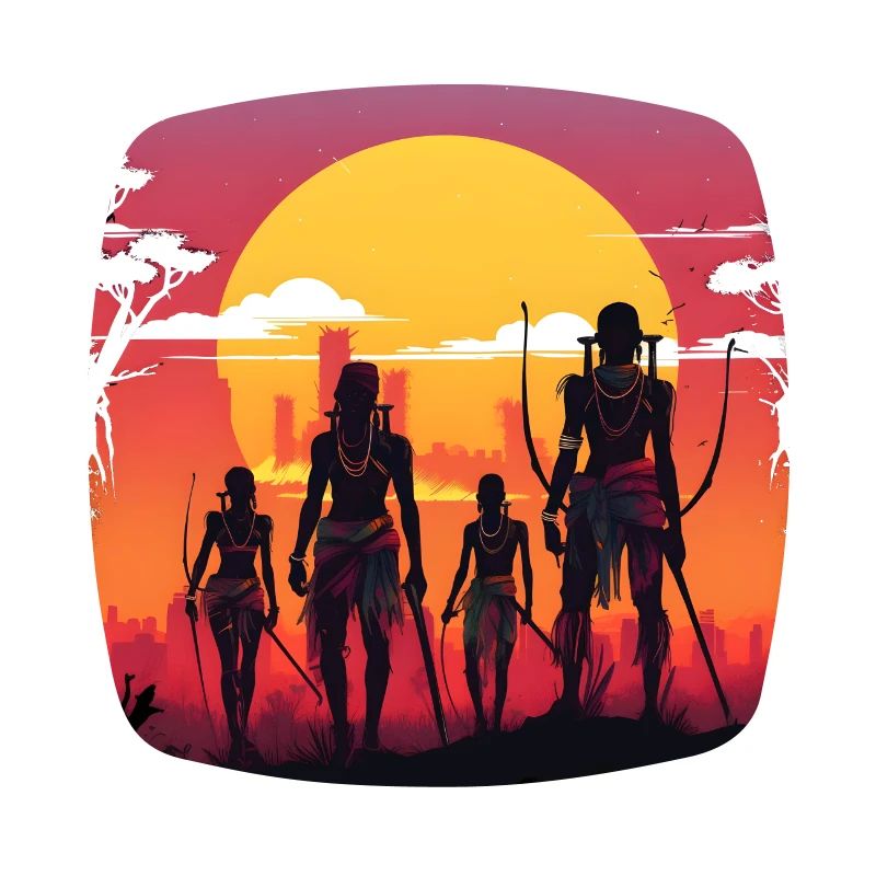 Synthwave chasseurs traditionnels africains