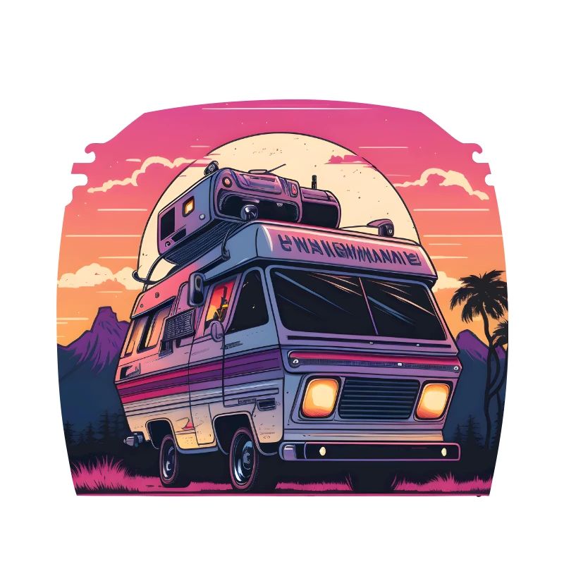 Synthwave Camper coucher de soleil