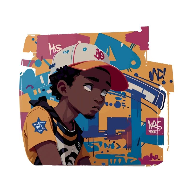 Black Kid devant Graffiti Background