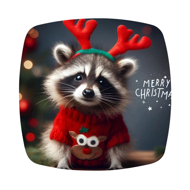 Waschbär im Weihnachtspullover