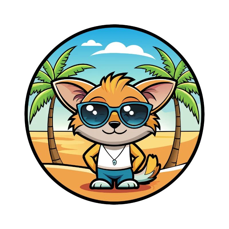 Pixie Bob Cat Breed Cartoon Sunglasses Beach