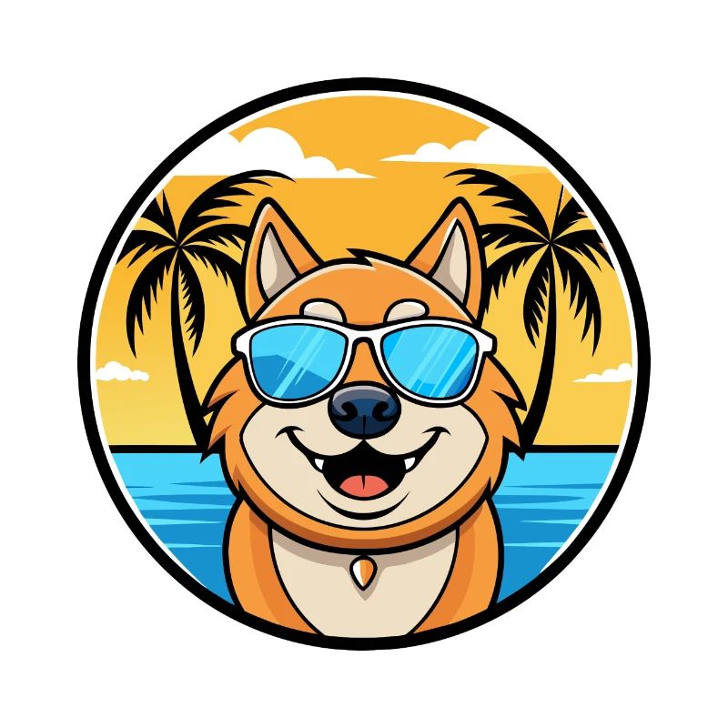 Plage de dessin animé de race de chien Ovcharka de Russie du Sud
