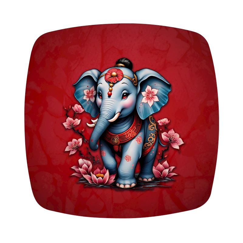 Éléphant majestueux dans le style traditionnel japonais.