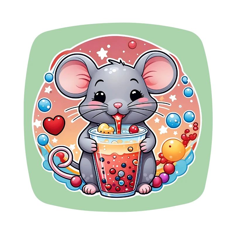 Little Cute Mouse with Refreshment and Straw