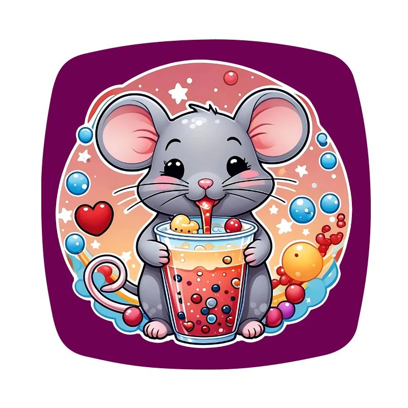 Little Cute Mouse with Refreshment and Straw