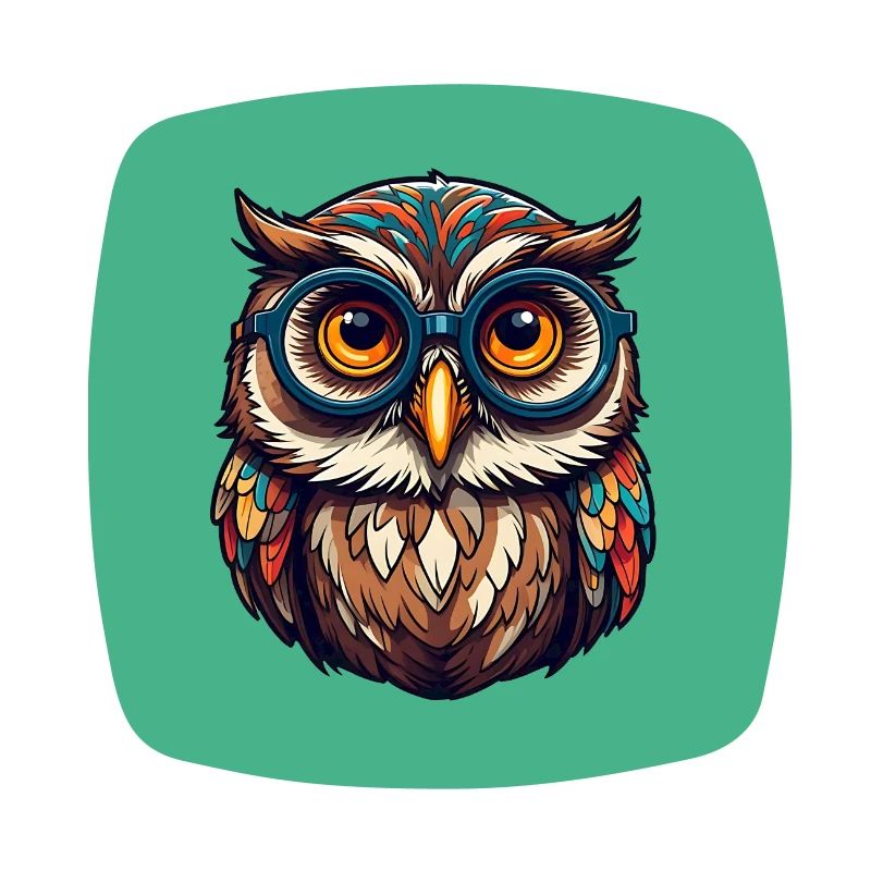 Bunte Eule mit großer Brille