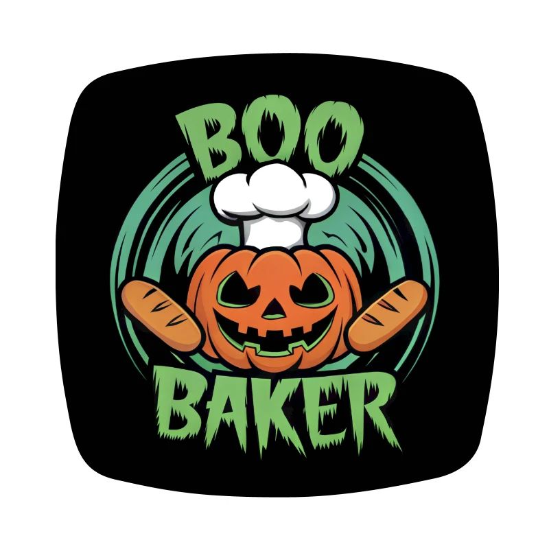 Halloween pumpkin with baker's hat and bread