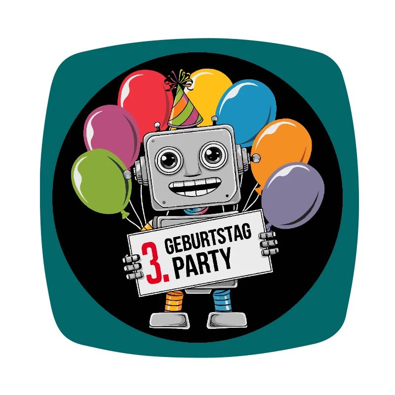 3 Jahre dritter Geburtstag Roboter mit Luftballons