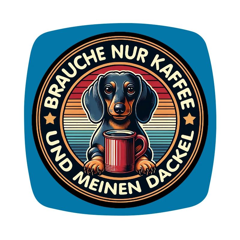Hund Dackel mit Kaffeetasse Retro Design