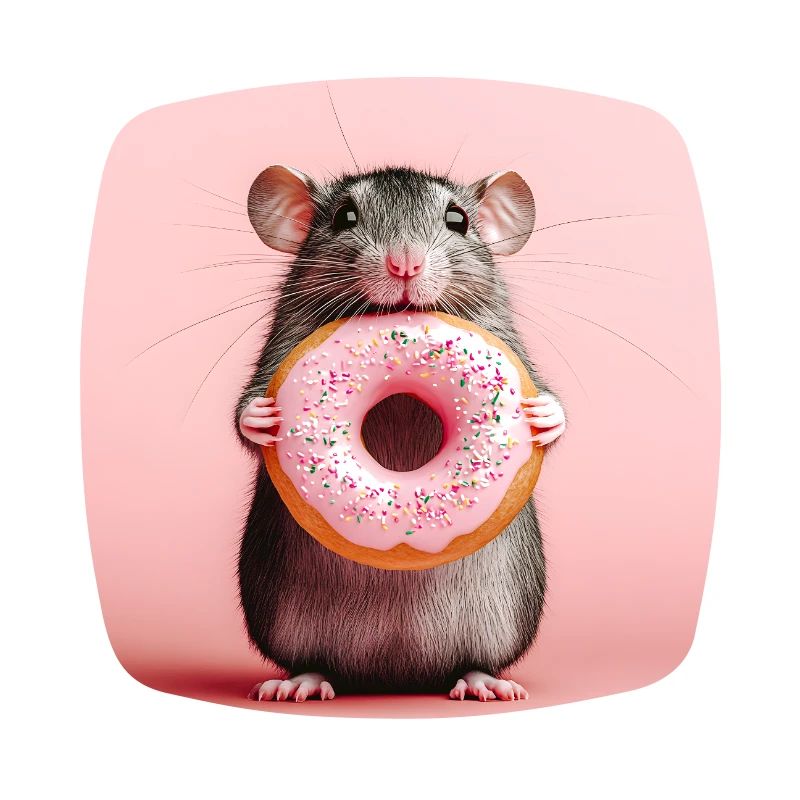 Süße Maus mit buntem Donut