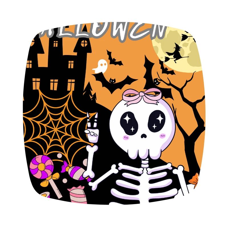 Cute Halloween Skeleton with Candy