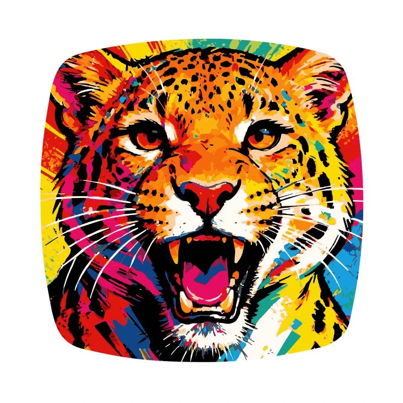 Explosion de couleurs du léopard pop art