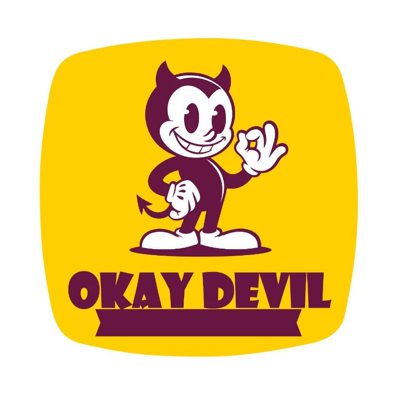 Okay Devil-Maskottchen auf Gelb