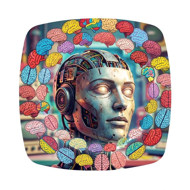 Android with brain satellites