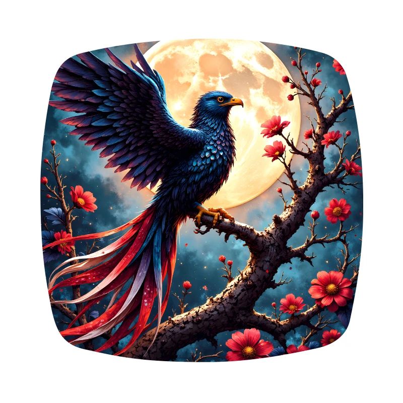 Blauer Phönix unter Vollmond