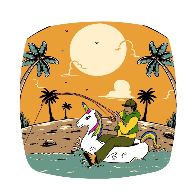 Pêcheur sur licorne gonflable