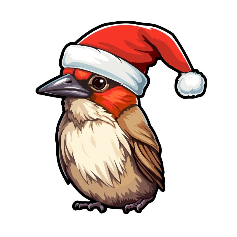 Oiseaux de Noël Oiseaux Santa Hat Hiver