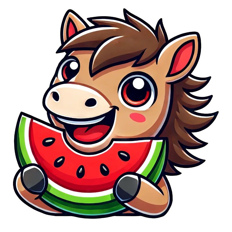 Mignon Cheval Pastèque Dessin animé Été