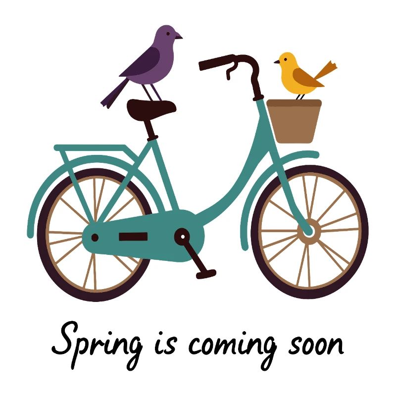 Le printemps arrive, vélo avec des oiseaux