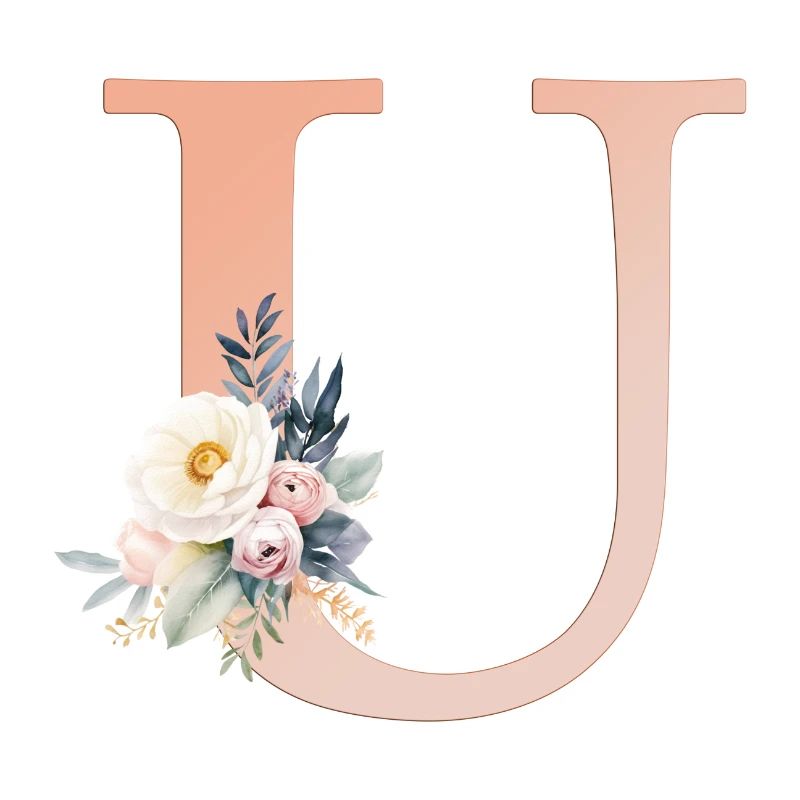 U Monogram, Floral, Boho