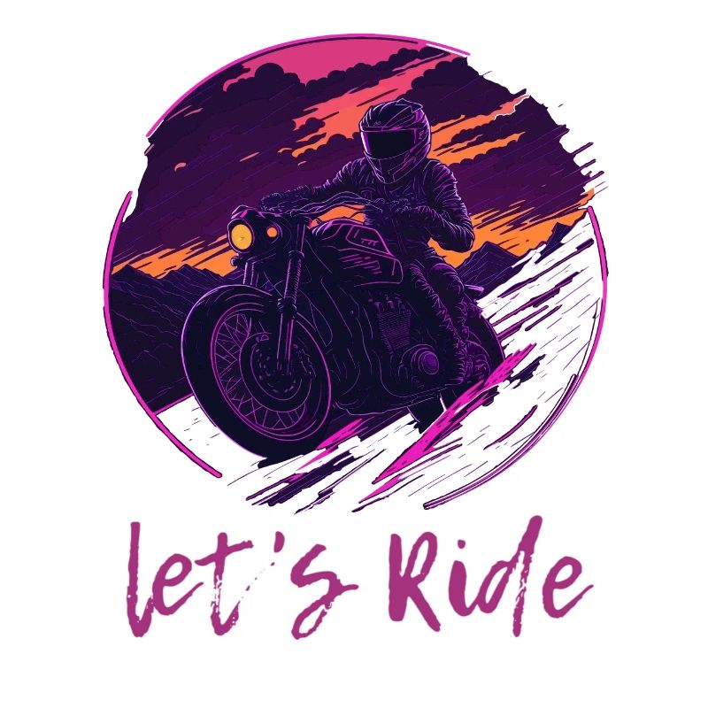 Let's Ride Synthwave Motorradfahrer
