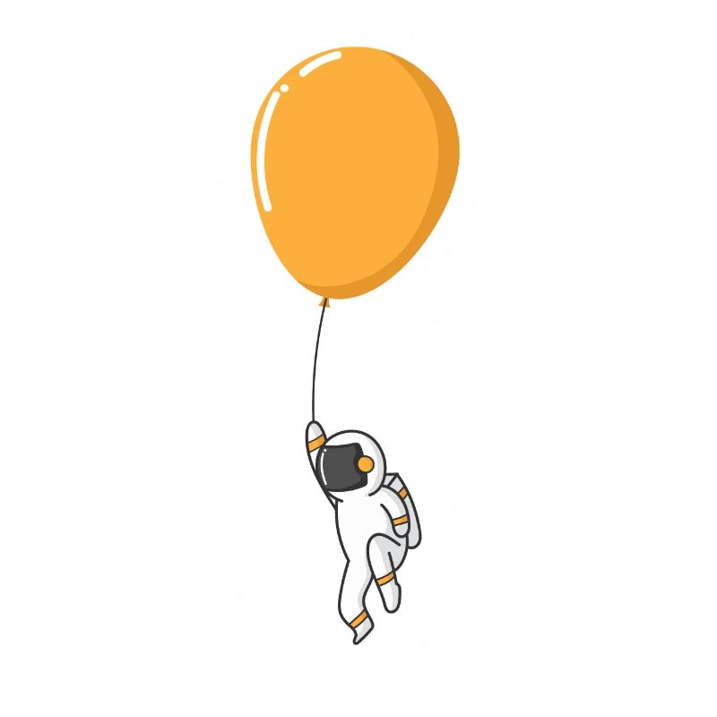 Astronaut floating on balloon