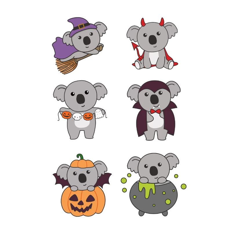 Koala Halloween Witch Devil Citrouille Vampire Costume