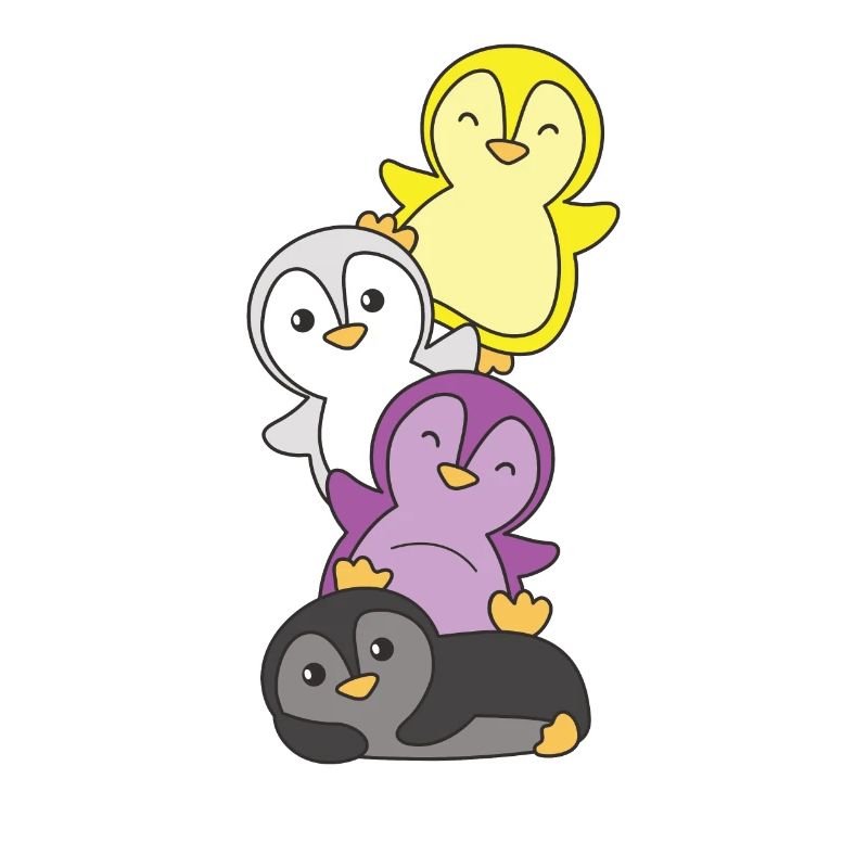Nonbinary Flag Pride LGBTQ Mignon Penguin Stack
