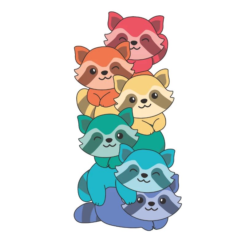 Rainbow Flag Pride LGBTQ Mignon Raccoon Stack