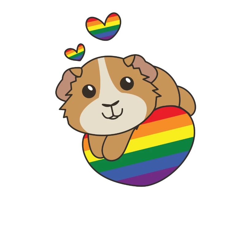 Drapeau arc-en-ciel Pride LGBTQ Cochon d’Inde mignon
