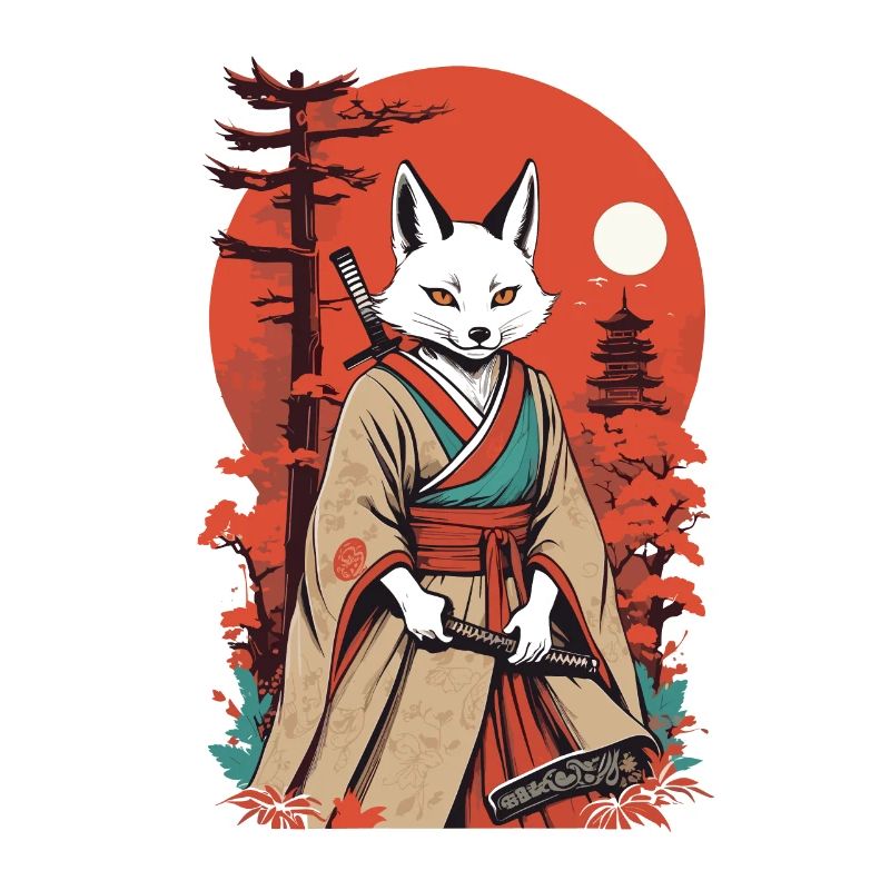 Conception de masque Kitsune japonais Samurai Fox