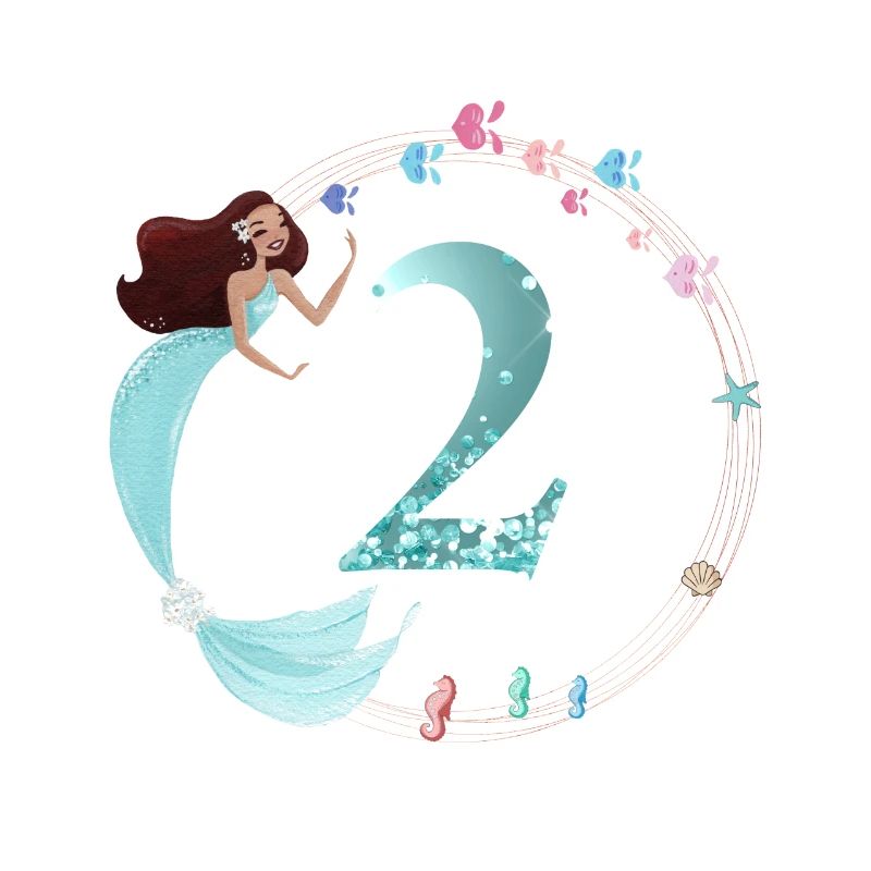 Customizable Number 2 Mermaid