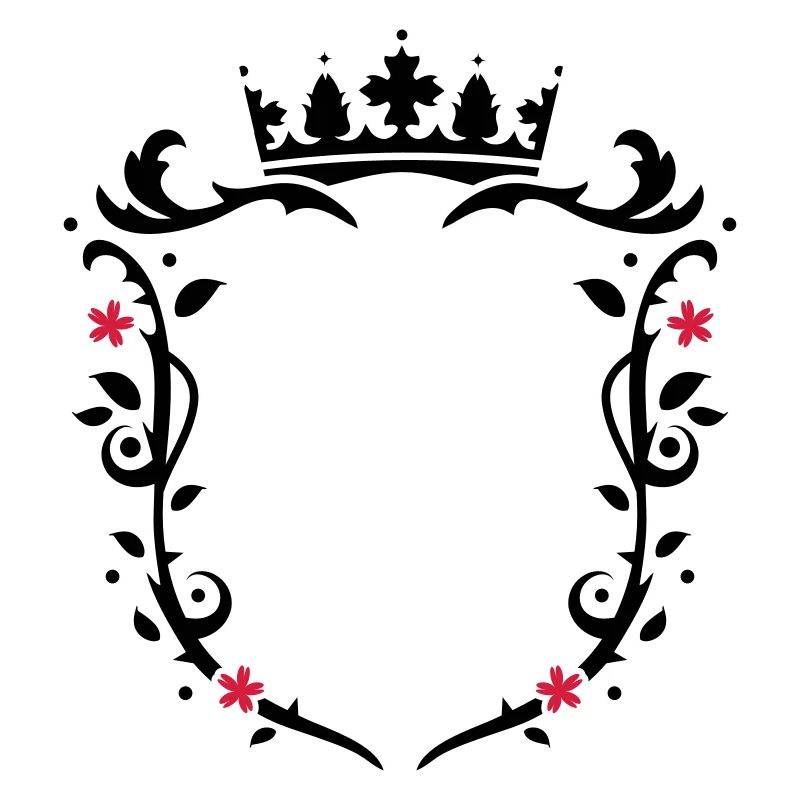 floral emblem with a crown
