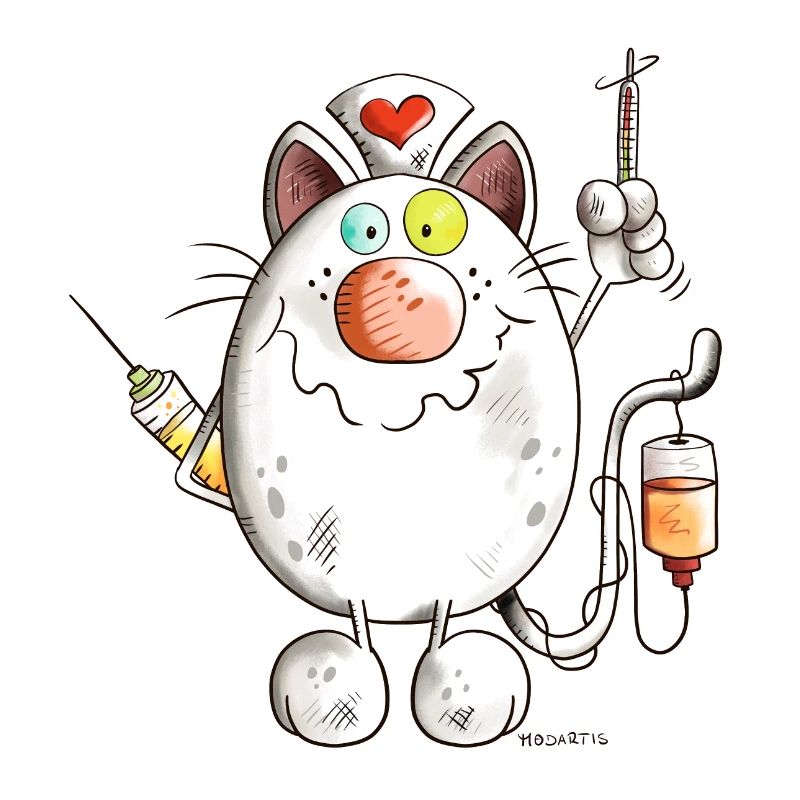 Krankenschwester Katze mit Herz - Comic