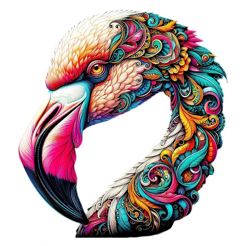 Flamant rose décoré de Mandalas