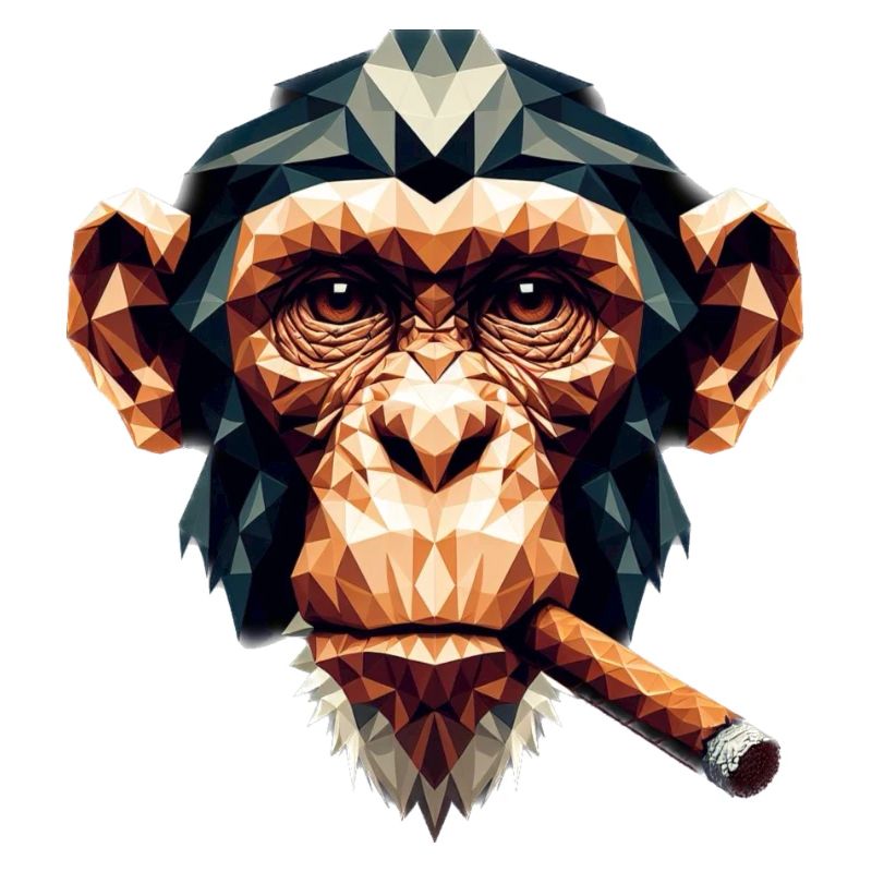 Ein Affe mit Zigarre im Polygon-Stil