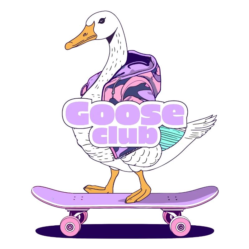 Whimsical Goose Skateboard Design