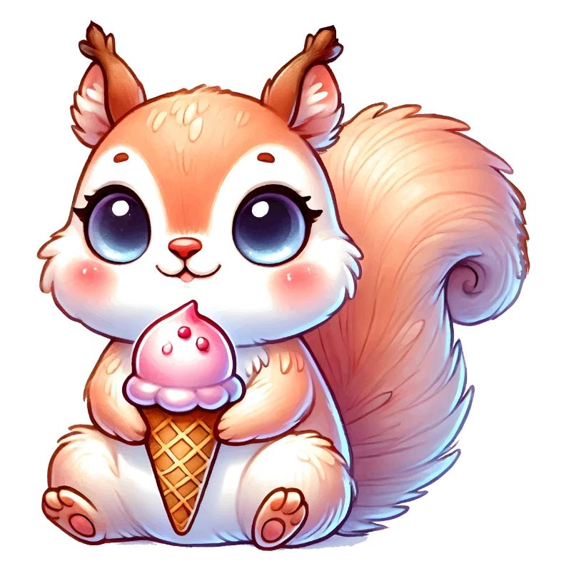 Das niedliche Eichhörnchen genießt ein buntes Eis