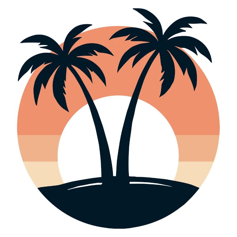 Retro Sunset Palm Trees Beach Vacation Tropical