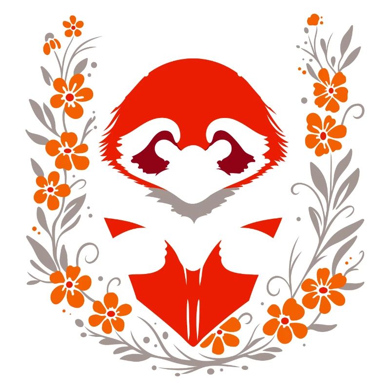Lecture Panda roux avec des fleurs - Design mignon