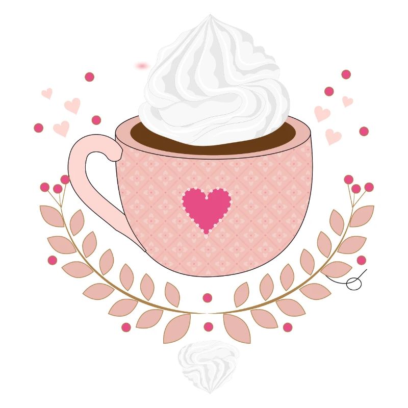 lovingly decorated cup with cream topping and heart