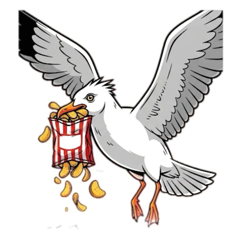 Möwe mit Chips Snack Design